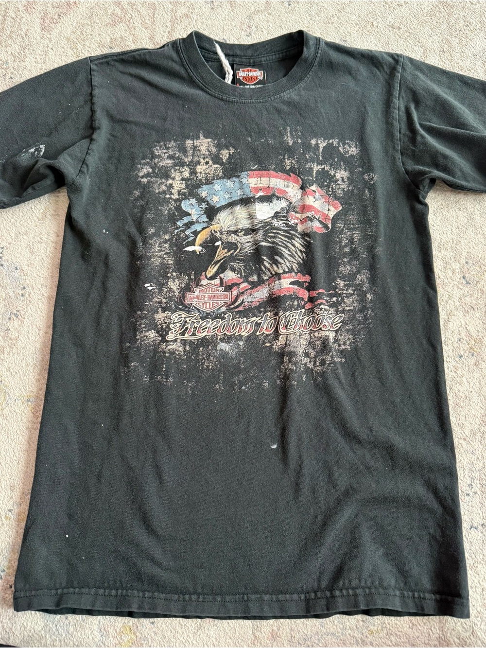 Harley-Davidson Black Eagle & American Flag Graphic Tee